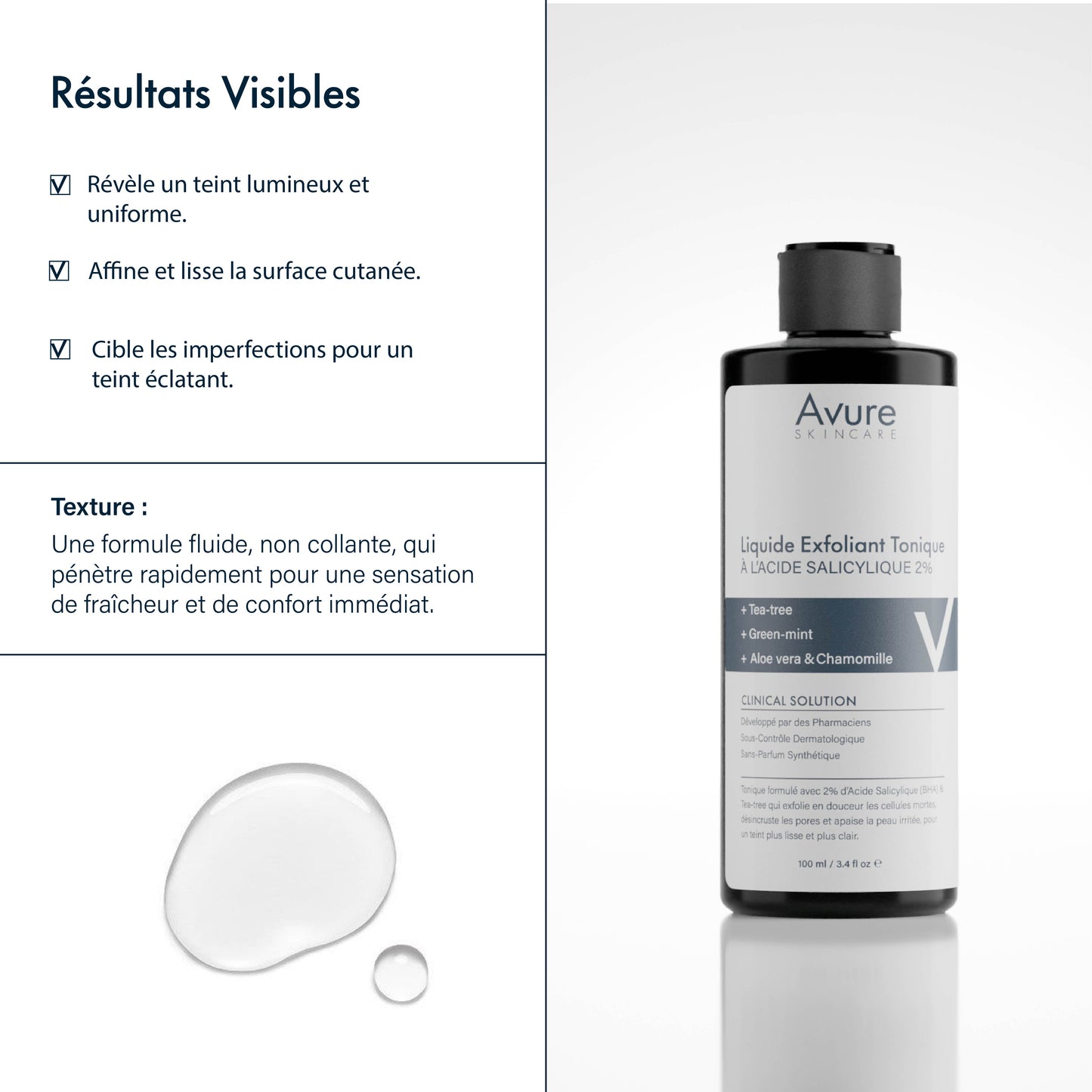 Toner exfoliant Anti-Acné - Exfoliant à l'Acide Salicylique 2%
